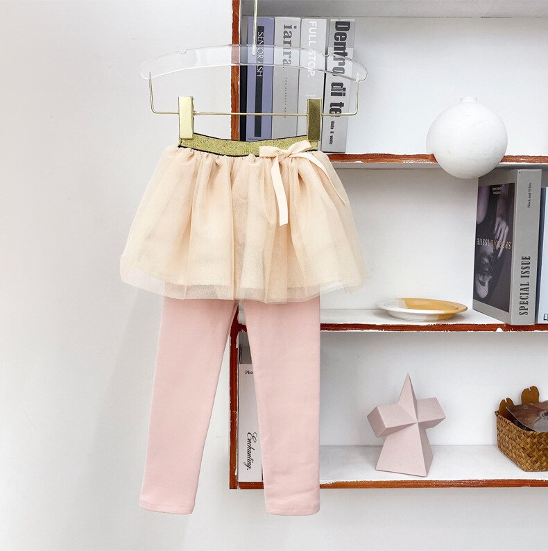 Falda tipo culotte para niños, Leggings infantiles de colores contrastantes: Rosa / 150(9-10T)