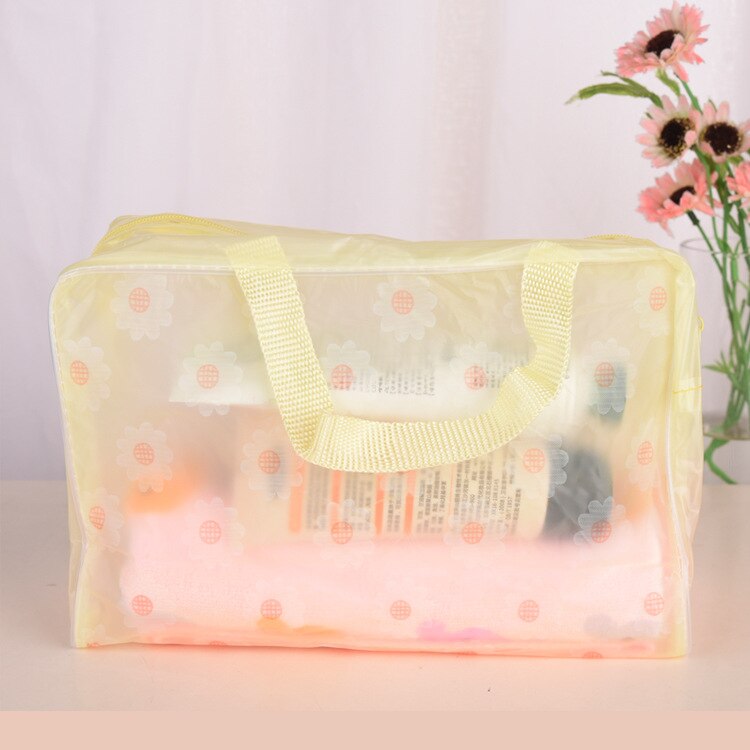 transparent Blumen- PVC machen-hoch Veranstalter Tasche Reise Kosmetik Tote Tasche Organizer Klar Wasserdichte Schlecht Waschen Lagerung Taschen: Gelb