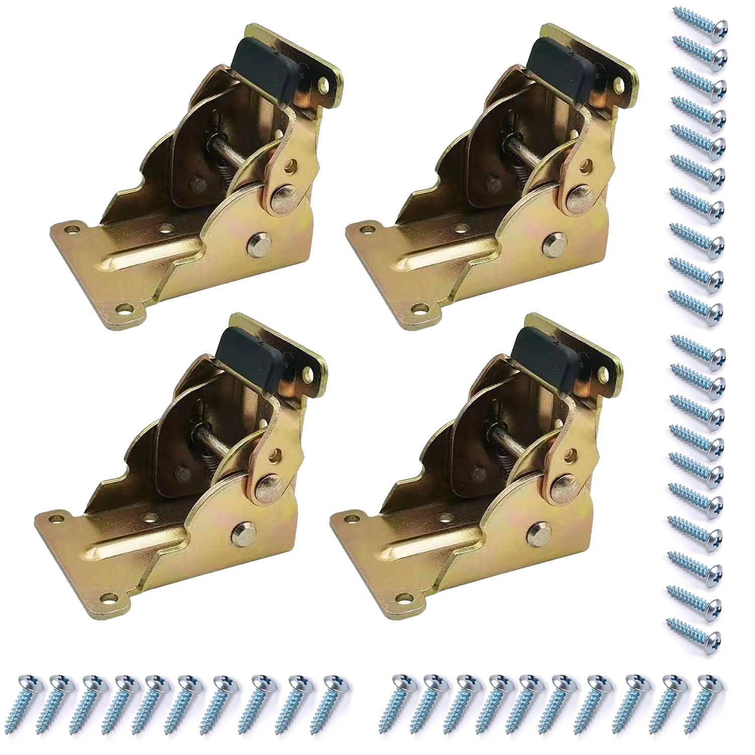 Foldable Bracket, Self-Lock Hinge Hardware with Screws Lock Extension Support for Table Leg, Bed Leg, Workbench, Pack of 4: Gold