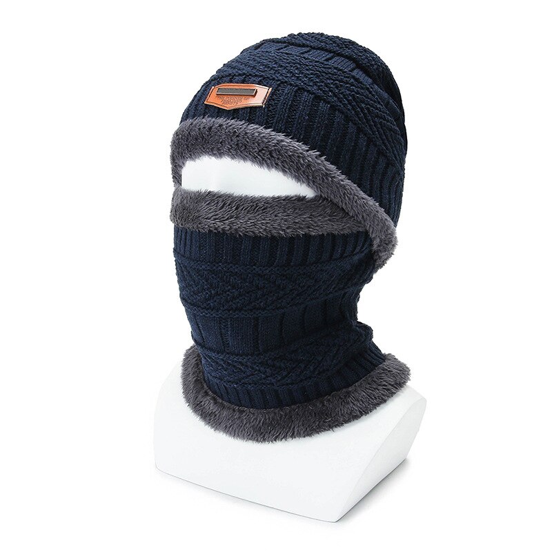 2 in 1 Winter Warm Knit Hat Scarf Set Ear Head Neck Cover Snow Ski Beanie Cap Unisex -OPK