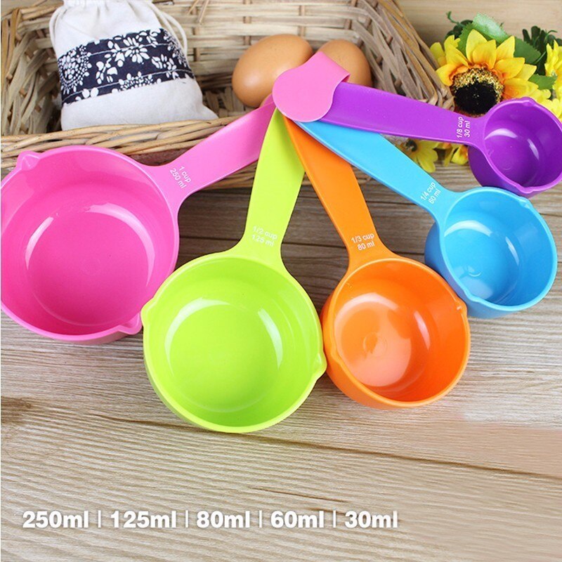 5Pc/10Pc Set Plastic Kleurrijke Maatlepels Suiker Taart Keuken Accessoires Koken Bakken Tools S L size Maatlepels: Large 5PC