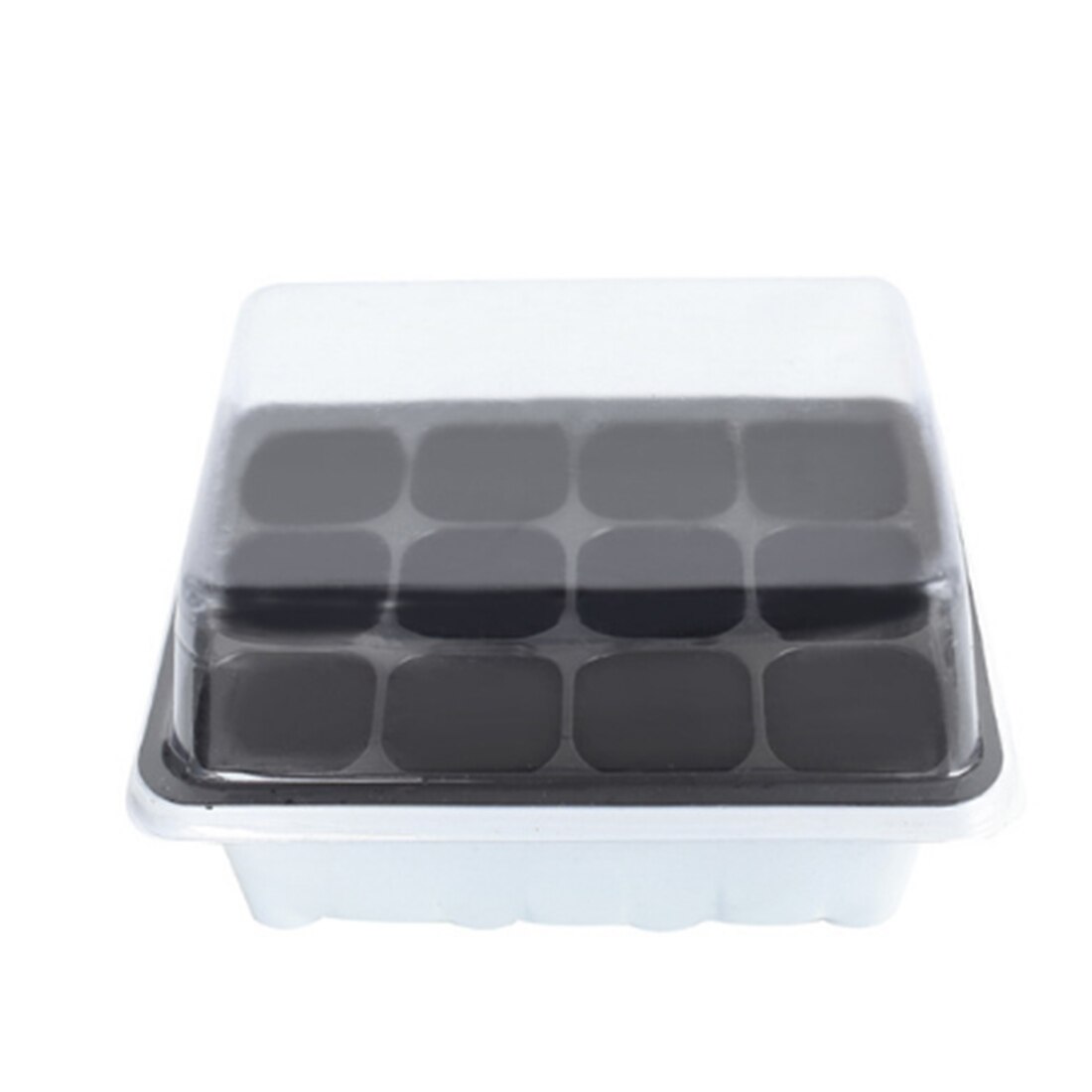 VICTMAX 5 Set 12 células maceta de vivero semilla para plantar Set de bandejas de caja para germinación con tapa jardín protector de cultivo: Blanco