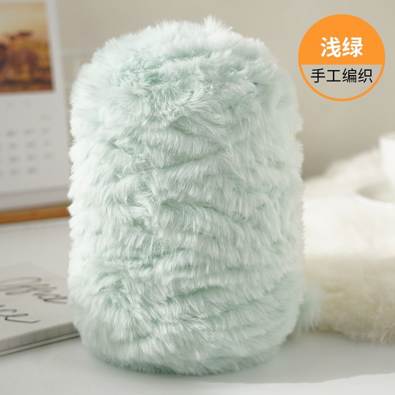 Imitation Mink Fur Yarn Hand Woven High-end DIY Hook Hat Hook Scarf Sweater Slippers Soft Fur Coarse Yarn Crochet Handmade Scarf: Camouflage