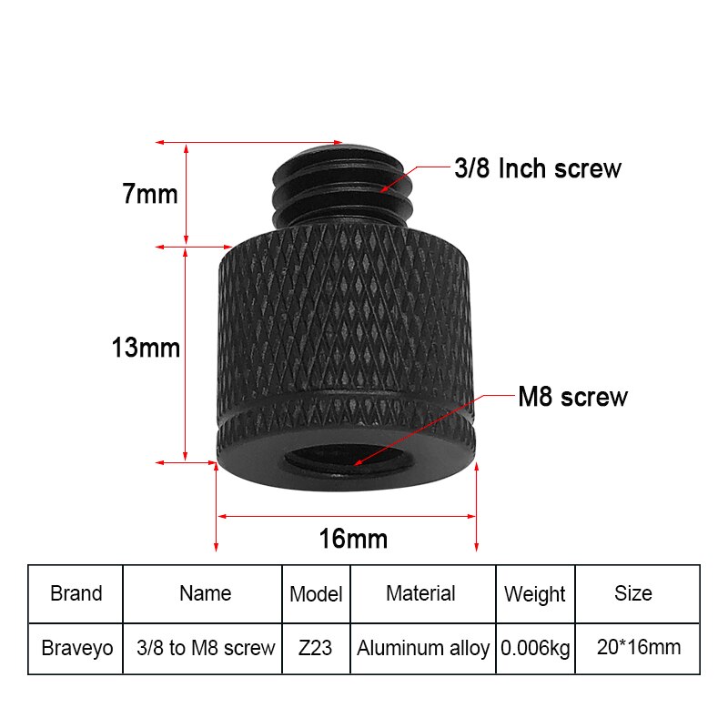 Camera Adapter Screw 3/8 to M6 M8 M10 M12 Inch Photography Screw Tripod Ballhead Mount Accessories For Dslr Live Flash Bracket: Silver