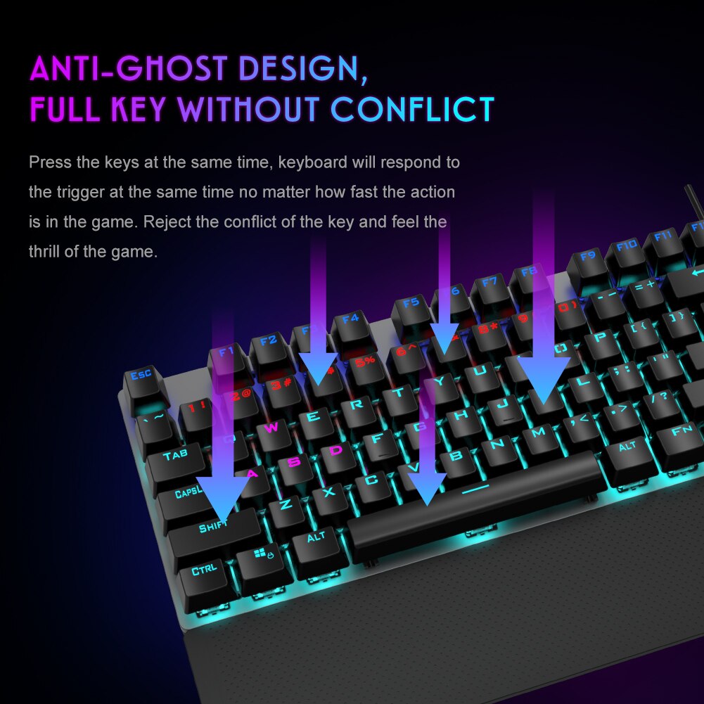 AULA F2058 Mechanical Gaming Keyboard 108 keys Anti-ghosting Wired Mixed 22 Backlits Keyboard with Hand Rest for Game Laptop PC