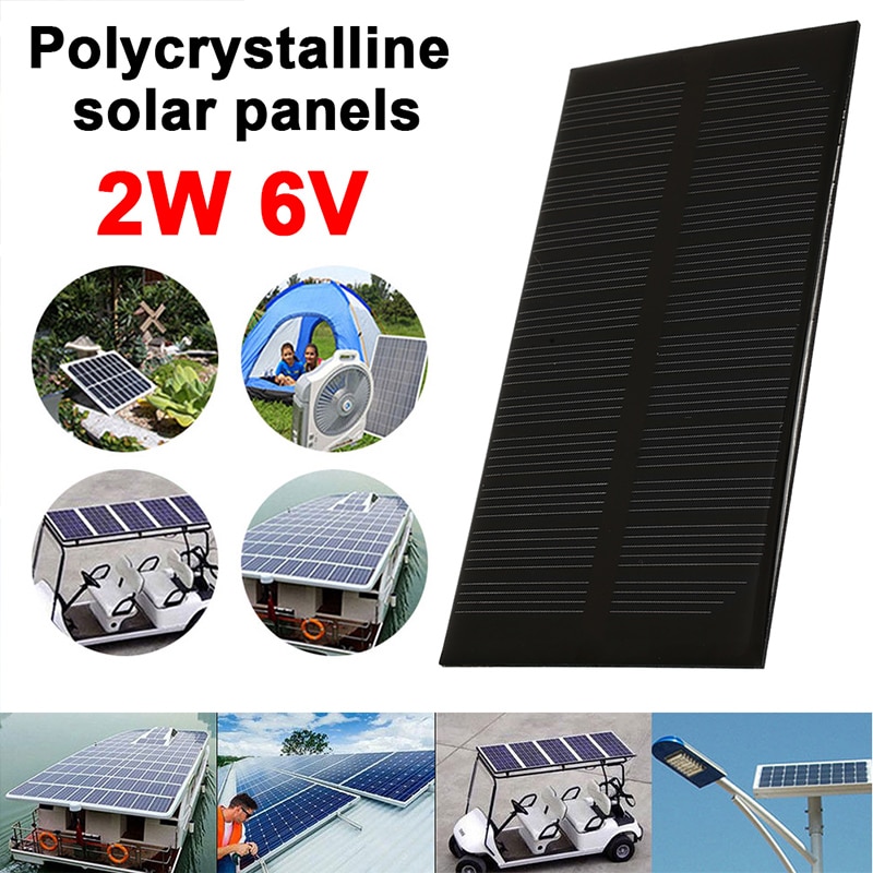 Solar Panel 2W 6V Durable Solar Light Solar Charger Pane DC Output Travel Solar Generator Portable Polysilicon