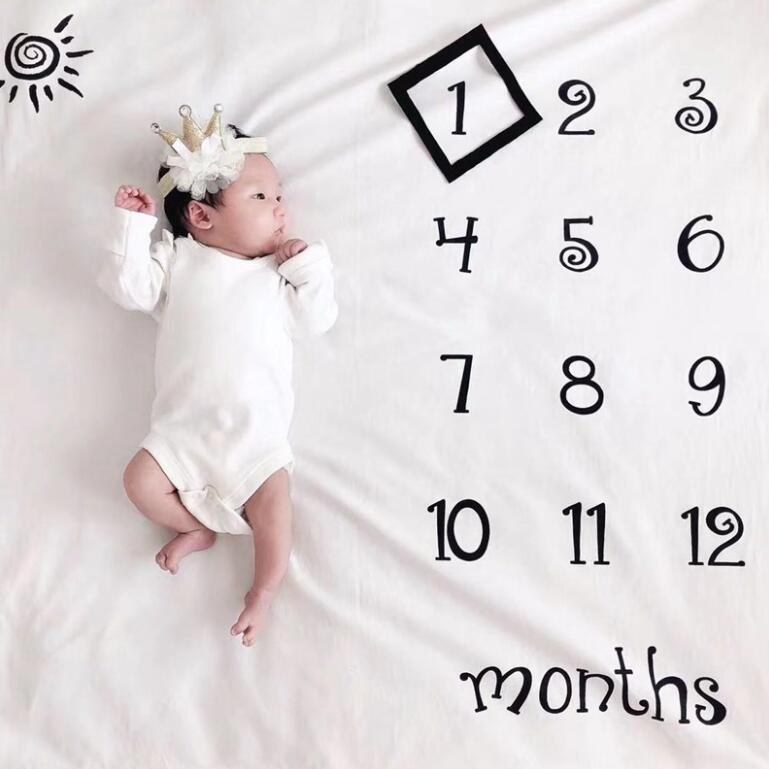 Baby baby milepæl teppe foto fotografering prop tepper bakgrunn klut kalender bebe gutt jente foto tilbehør 100 x 100cm: Ef -11