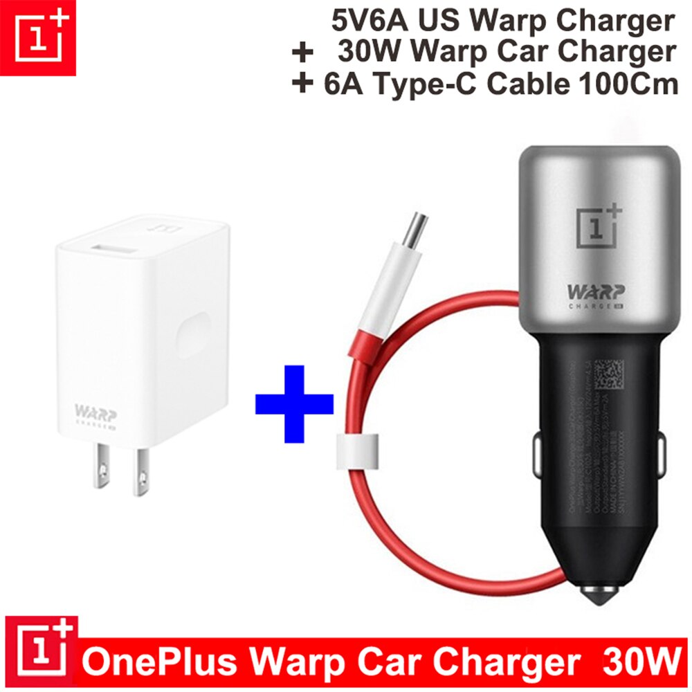 Original Oneplus 30W Warp Charge Car Charger Output 5V6A Max For Oneplus 7 Pro Normal QC For Oneplus 3/3T/5/5T/6/6T/7/Pro/8/8T..: US Car Cable 100Cm