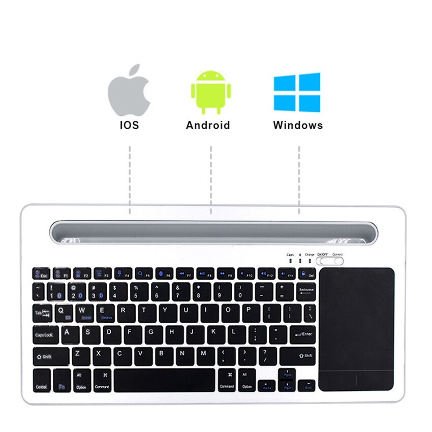 Universal Slim Portable Bluetooth-compatible Keyboard With USB Cable Built in Rechargeable Battery Touch Mouse Touch Keyboard