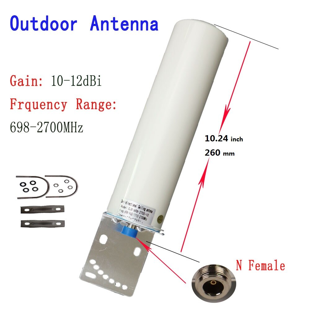 ZQTMAX 12DBi Omni Outdoor antenna for 2G 3G 4G 800 900 1800 1900 2100 2600 GSM DCS repeater cellular mobile signal amplifier