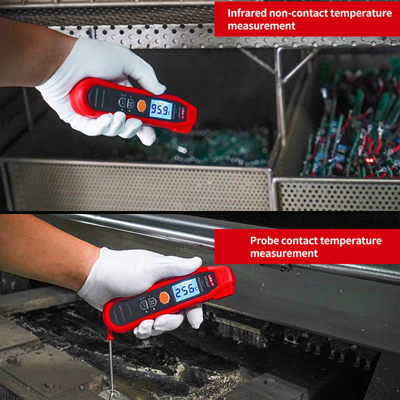 Termómetro Digital UNI-T UT320T 2 en 1, medidor de temperatura de alta precisión, infrarrojo y sonda, IP54