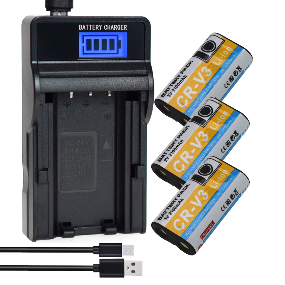 Batterie CR-V3 CR V3 CRV3 + chargeur LCD pour Kodak Z710, Z740, Z885, Z1275, CR-V3P, CRV3L: RED
