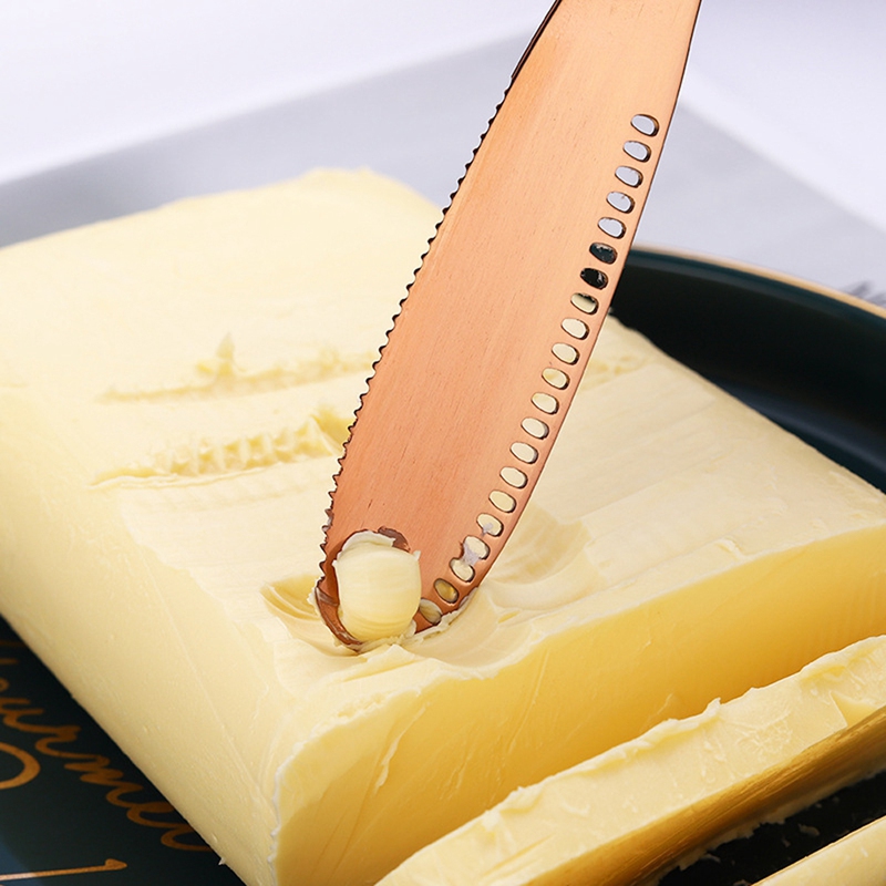 Coltello da burro da cucina coltello da burro in acciaio inossidabile con foro formaggio strumenti da Dessert coltello da marmellata posate coltello da pane Toast da cucina