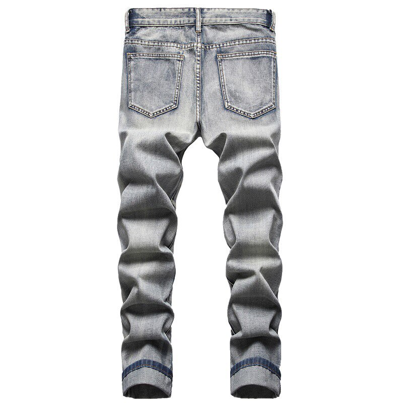 Retro personality trend cool men's denim jeans plus size style of young students retro