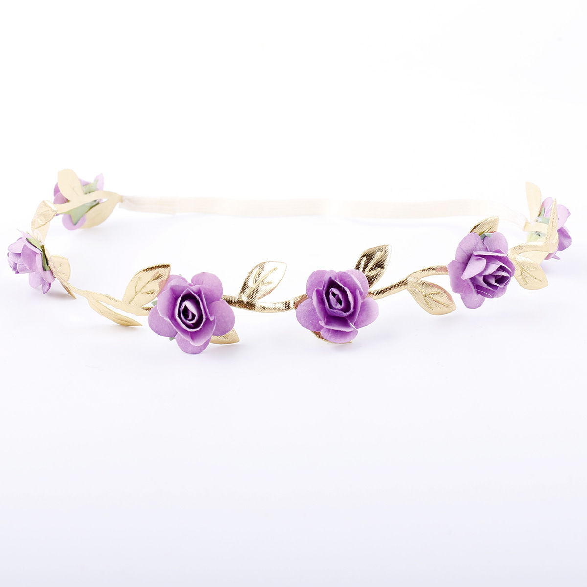 Kinder Baby Mädchen Rose Crown Partei Stirnband Girlande Gold Blatt Haar Band Zubehör: Purple
