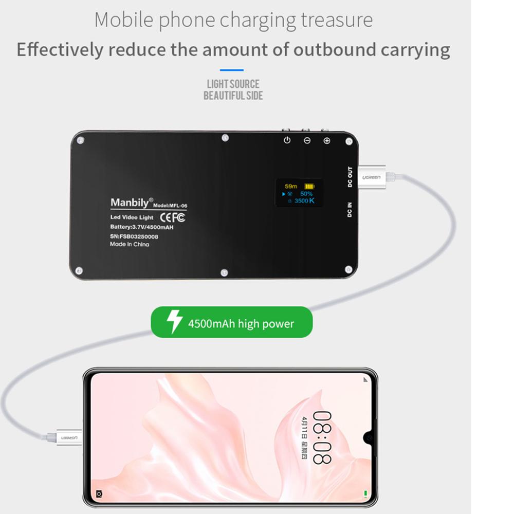 Manbily MFL-06 Mini Tragbare LED Licht 4500mAh Video Licht 180 LEDs Lampe Hohe CRI96 Fotografie Füllen Licht für DSLR kamera