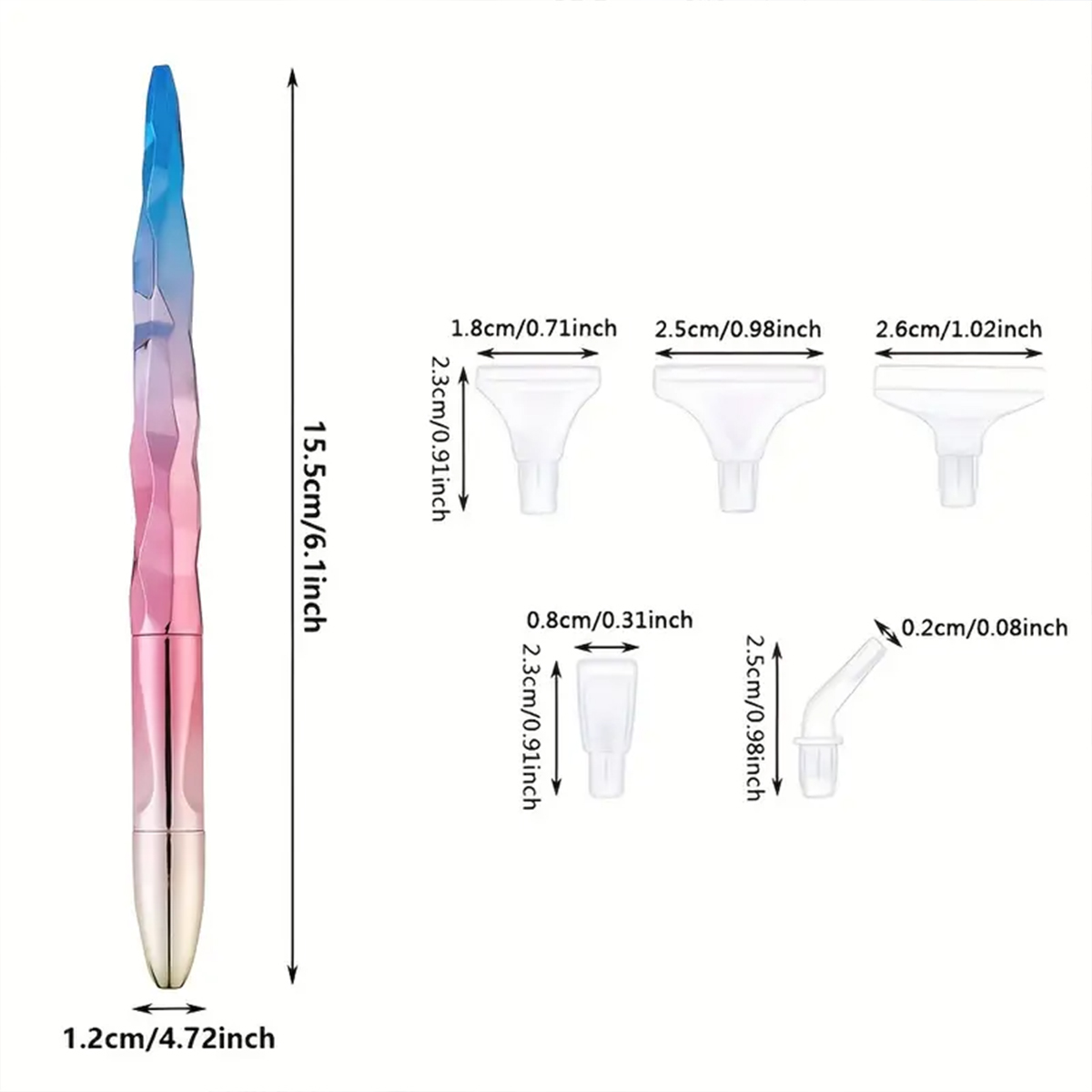 5D Diamond Art Pen, Diamond Painting Pen en accessoires Ergonomische punt Diamond Pen voor ronde en vierkante stenen (1 pen + 6 tips)
