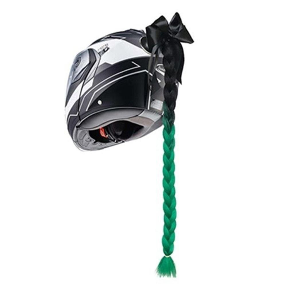 Motorcycle Bicycle Pigtail Full Face Helmet Twist Gradient Braids Ponytail Decor