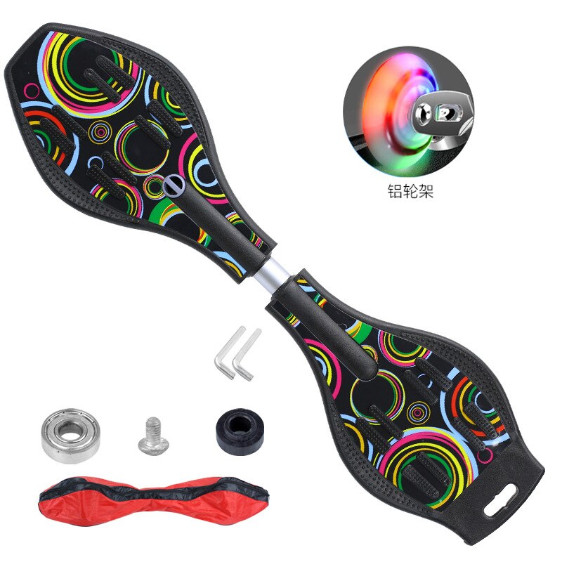 Snake board-ruedas intermitentes para adultos, 88cm, 35 pulgadas, para principiantes, deslizantes al aire libre, 2 ruedas, de aleación de aluminio: A3 flash wheels