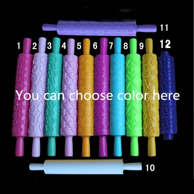 14 Styles Pastic Non-stick Fondant Cake Embossing Roller Sugarcraft Decorating Lace Rolling Pin DIY Kitchen Cooking Tool D794