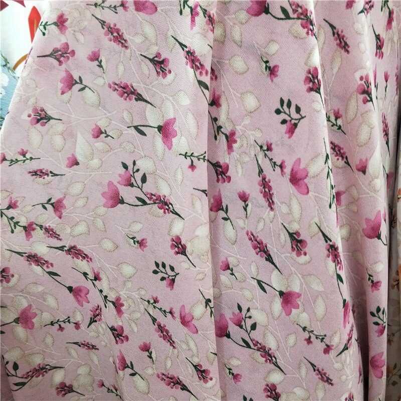 Blommig chiffong tyg klänning liten cape kjol klädestillbehör mikro transparent tryckt tyg