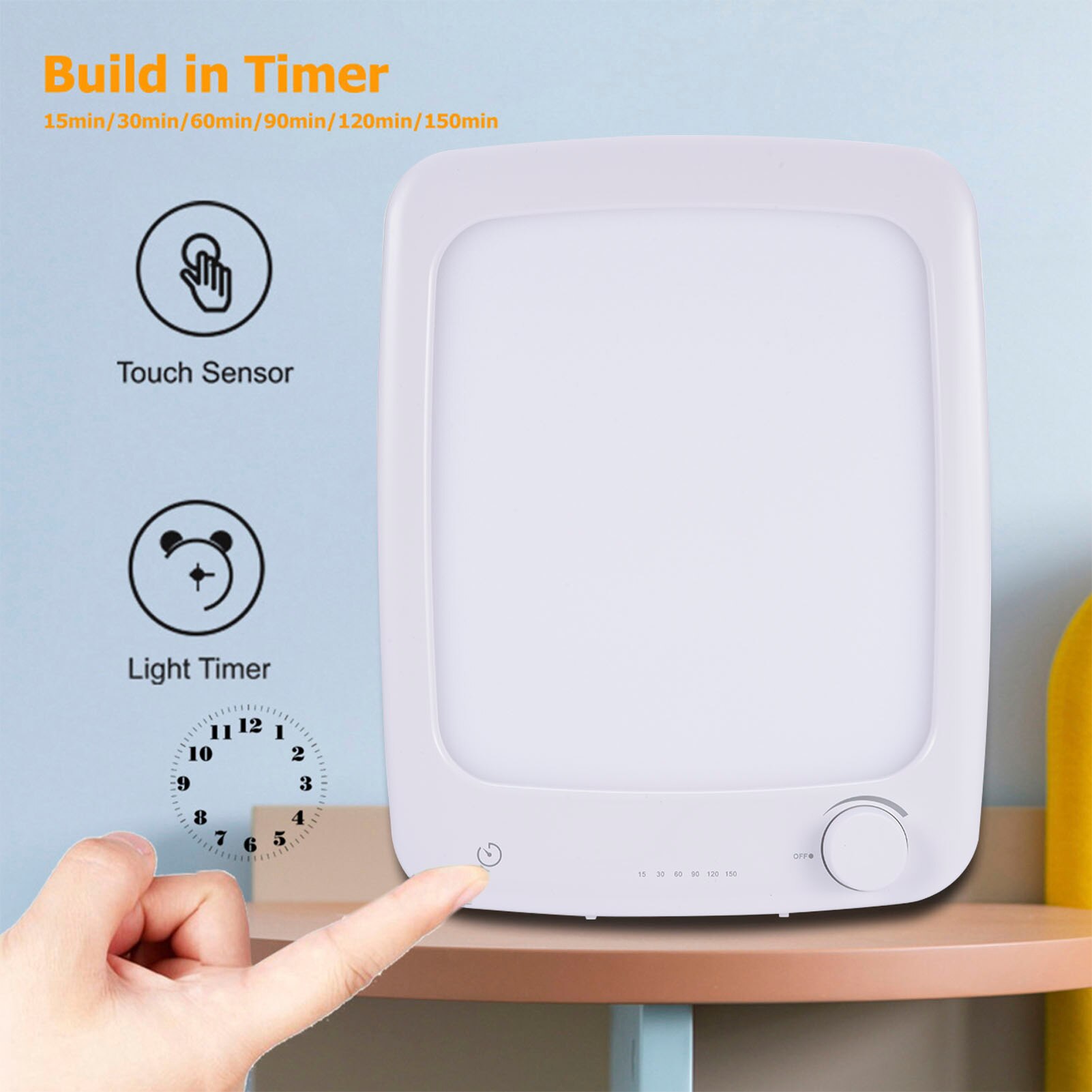 SAD Phototherapy lamp Comfortable-lighting Happy Lamp Dimming Touch USB Timing Light 4500-5000K 1100LM