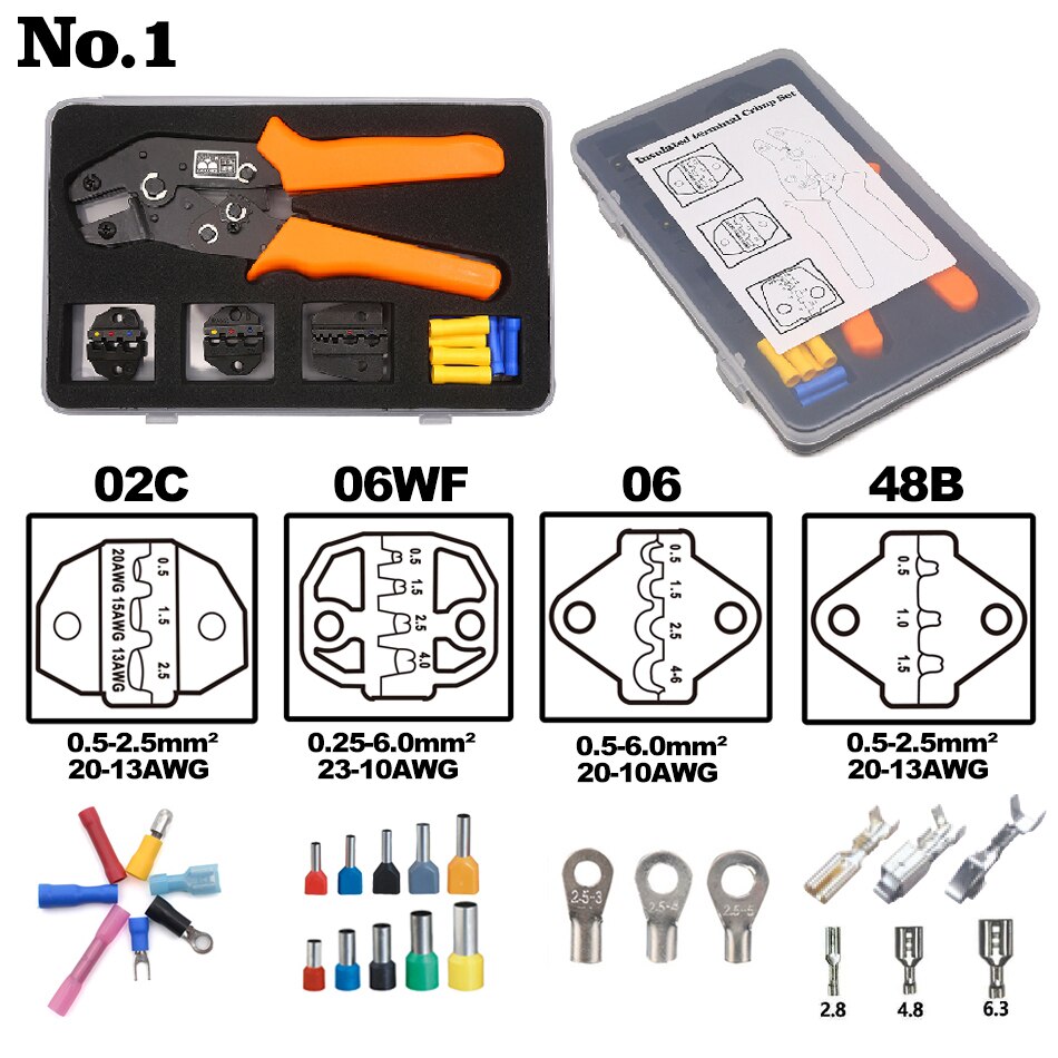 DuPont Terminals Crimping pliers and Rugged crimp dies set Ratcheting Wire Crimping Tools Terminals Electrical Min Range XH2.54: SN SET BOX