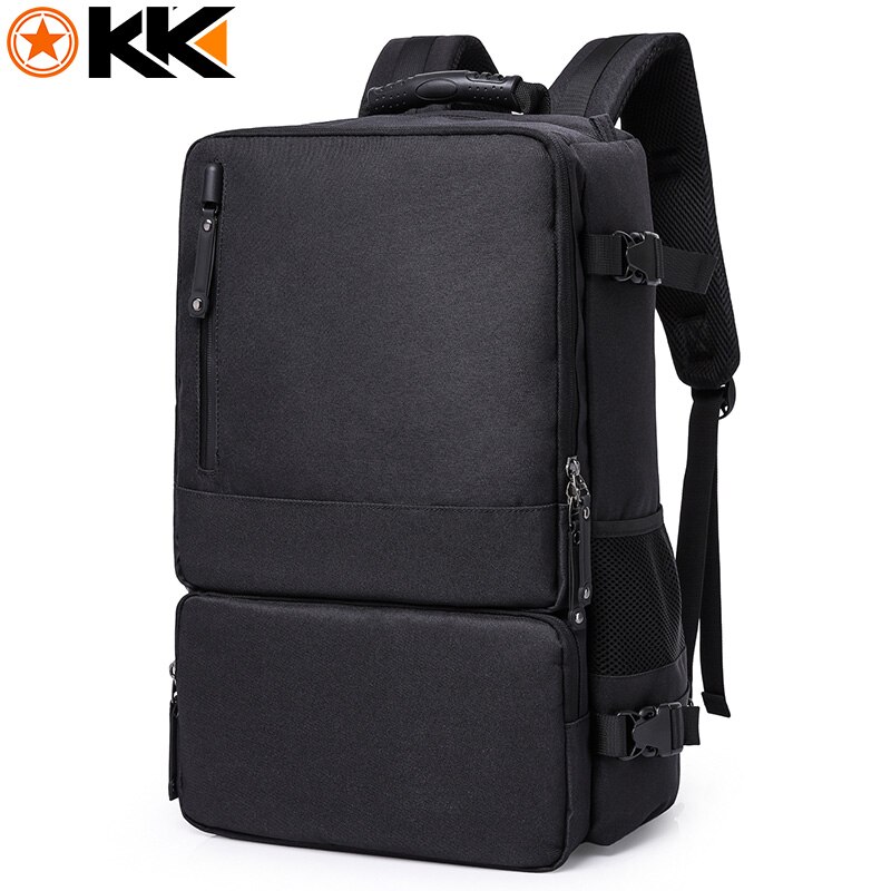 KAKA – sac à dos fonctionnel pour ordinateur portable 15.6 pouces pour hommes, grande capacité, bagages à bandoulière gris, sac à dos de loisirs: Black
