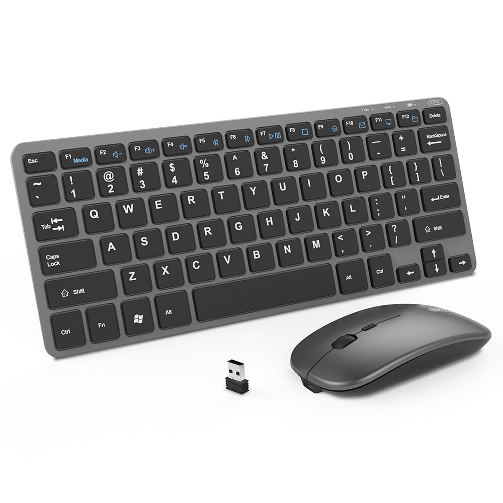 Wireless Keyboard and Mouse Rechargeable bluetooth 2.4G Wireless Keyboard With Mouse Noiseless Ergonomic Keyboard For Macbook PC: Black