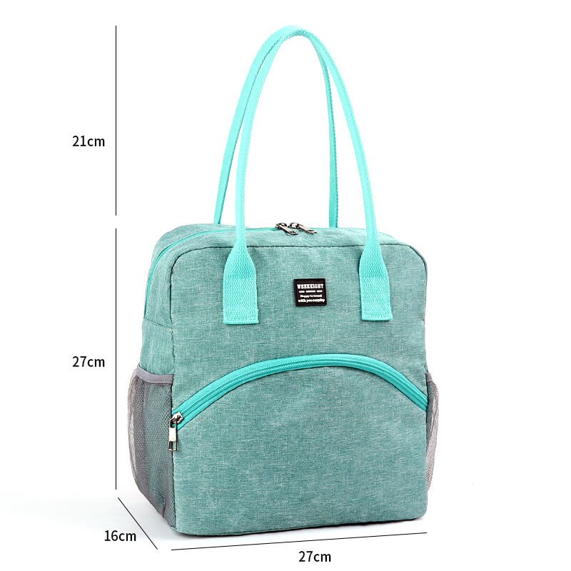 Insulated Luch Bag Women Men Oxford Lunch Bag Thermal Large Capacity Picnic Food Box Bag Hand Bags: light green