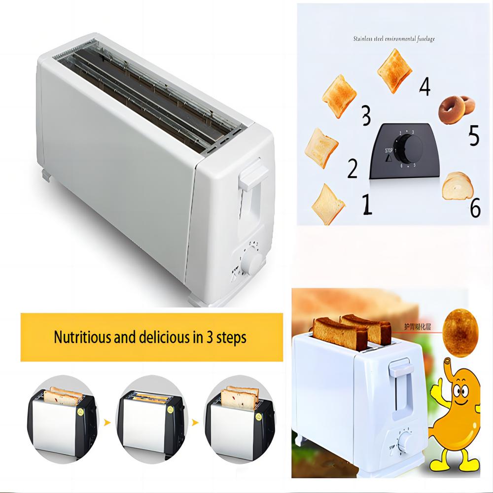 Tostadora de 4 rebanadas, máquina de desayuno multifunción blanca, tostadora de máquina de desayuno casera, tostadora de sándwich