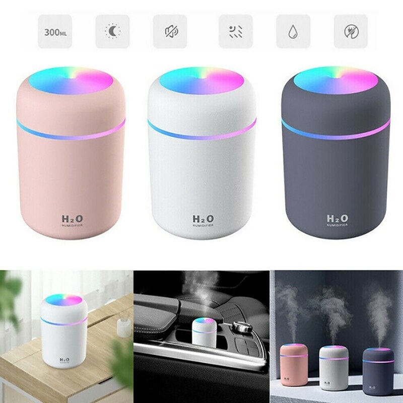 Humidificador con luz de colores, difusor de Aroma ultrasónico USB, purificador de aire con luz romántica
