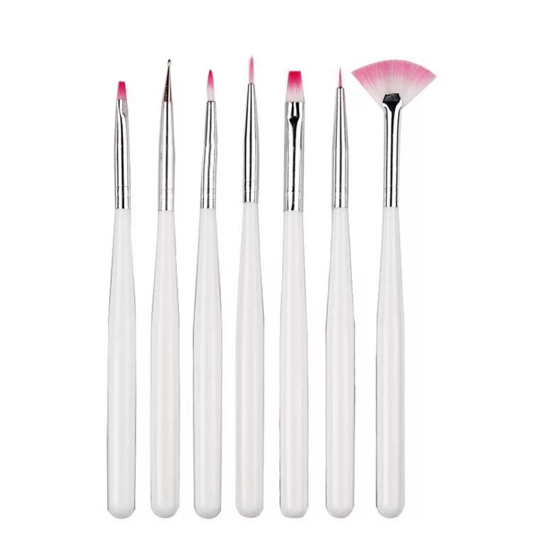 Cake Decorating Tools Baking Accessories Multifunction Icing Pastry Brushes Fondant Cake Painting Brush Nail: 7pcs-white