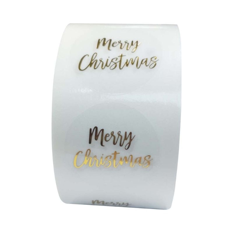500pcs Round Transparent Merry Christmas Stickers Envelope Cards Seal Label