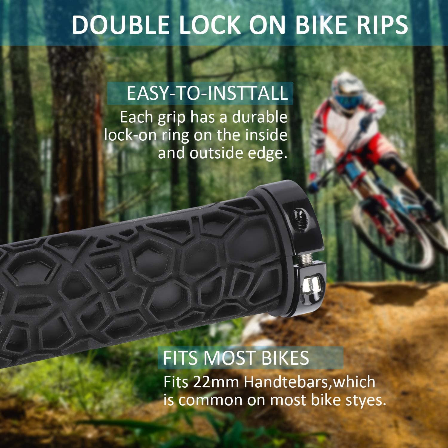 Dual Lock-On Bike Grips Fietsstuur Grips Voor Mountain Fiets Stuur Mtb Locking Uiteinden Fixie Bmx