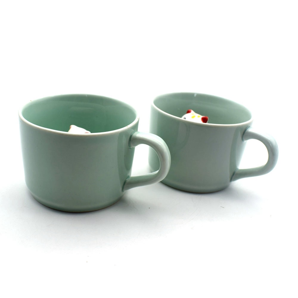 Sweettreats small ceramic milk cup with animals cute cartoon nice three-dimensional heat-resistant celadon