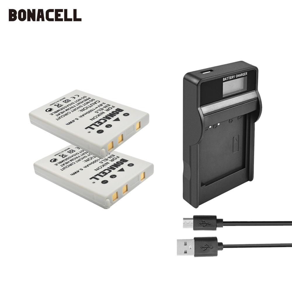Bonacell 1500mAh EN-EL5 Digital Camera for Nikon Coolpix P4 P80 P90 P100 P500 P510 P520 P530 P5000 P5100 L50: 2X Battery Charger