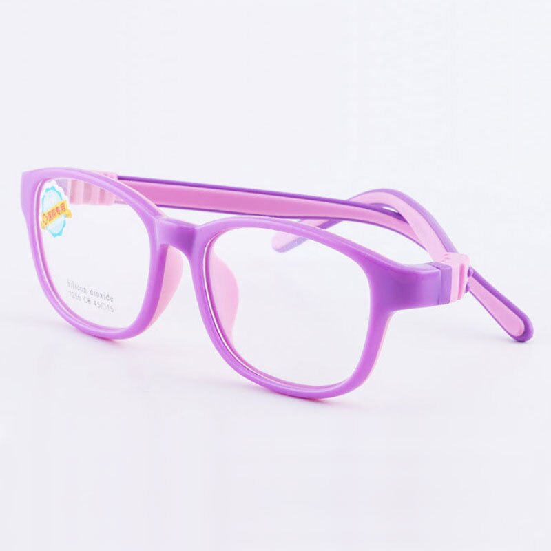 1255 Child Glasses Frame for Boys and Girls Kids Eyeglasses Frame Flexible Eyewear for Protection and Vision Correction: Purple
