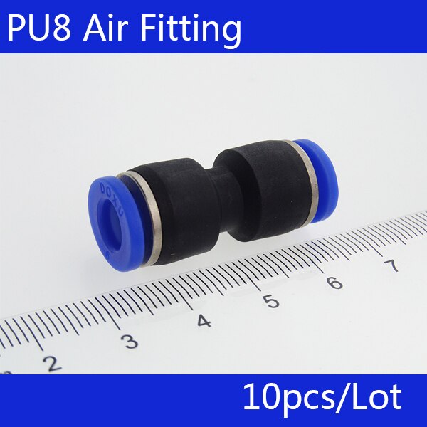 PU8 10 Stuks Air Pneumatische 8Mm Tot 8Mm Straight Push In Connectors Quick Fittings