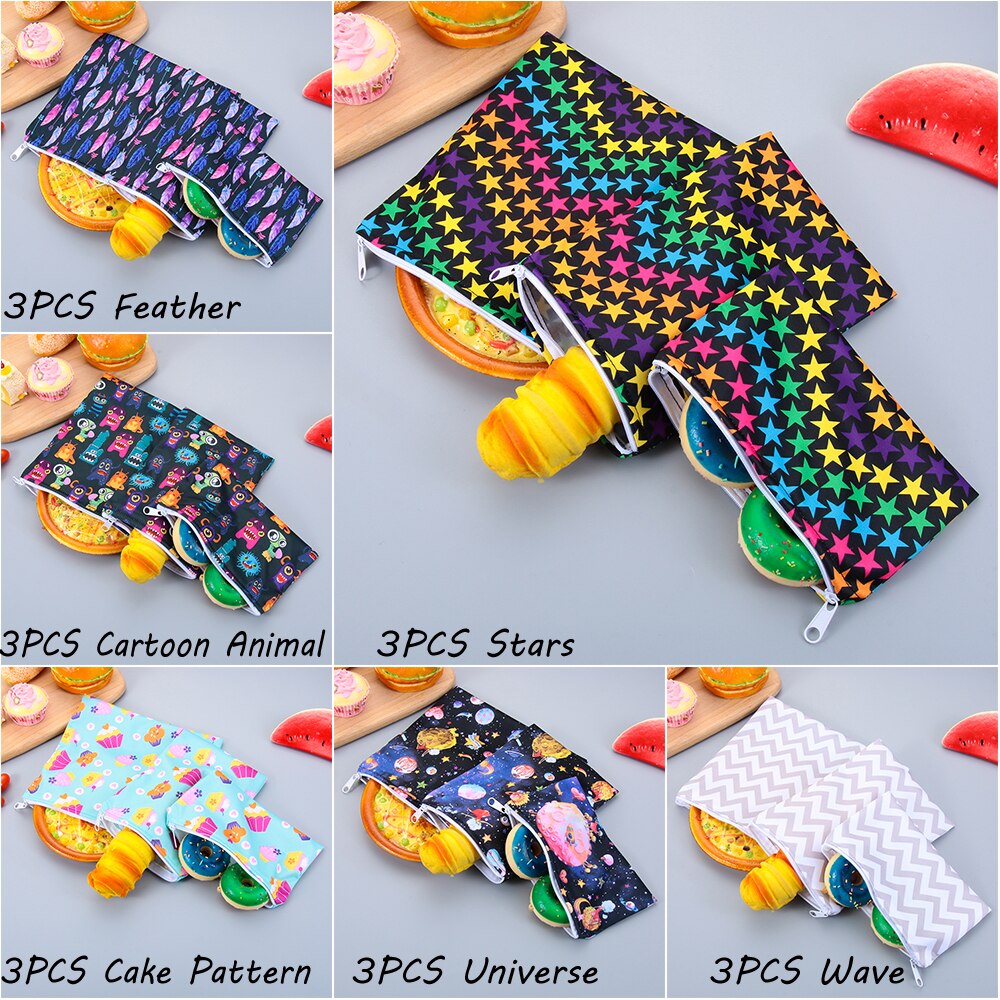 Bolsas de tela impermeables reutilizables para sándwich, bolsa de almacenamiento de alimentos para pan, suministros de cocina para el hogar, accesorios de almacenamiento de viaje y acampada, 3 piezas