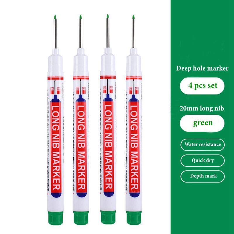 Haile Deep Hole Long Nib Multi-Purpose Marker Pens Waterproof Mechanical Carpentry Bathroom Woodworking Construction Marking Pen: light yellow