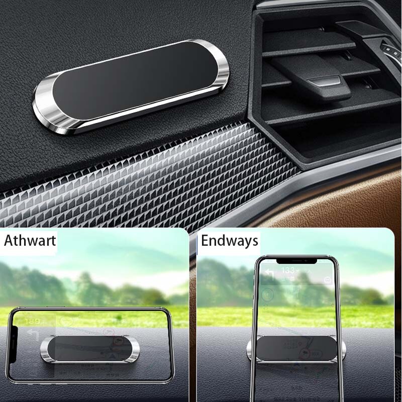 Soporte magnético para teléfono de coche, minitira de Metal para Samsung IPhone X Xr 11 Xiaomi, GPS