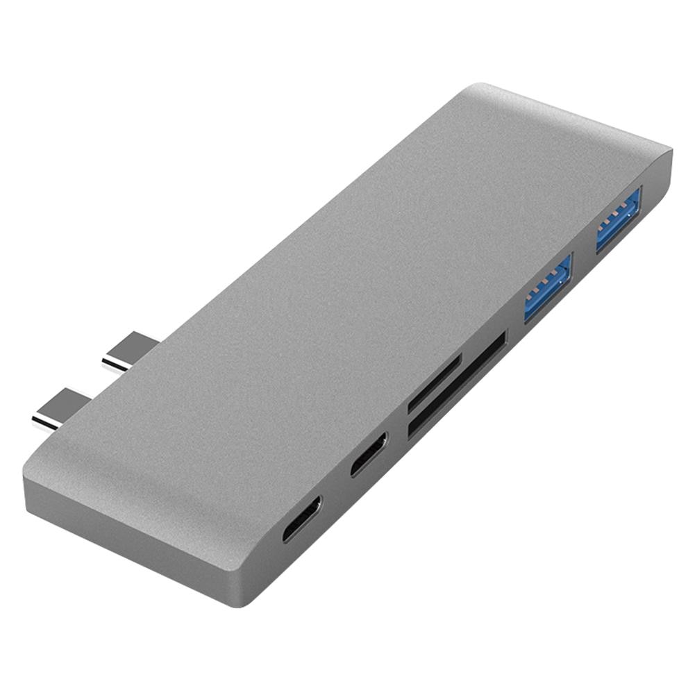 Estaciones de acoplamiento inteligentes para ordenador portátil aleación de aluminio 6 en 1 Hub tipo C con USB a USB 3,0 PD adaptador lector de tarjetas para MacBook Pro