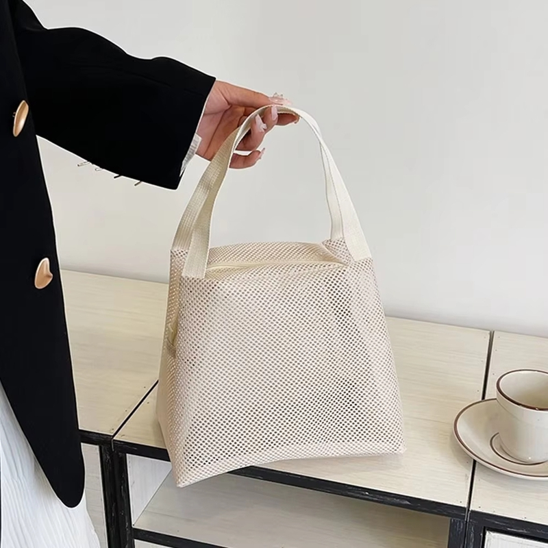 Makeup Bag Large Capacity Zip Mesh Bags with Handl Travel Lunch Bag Portable Storage Bags Travel Beach Swimming Wash