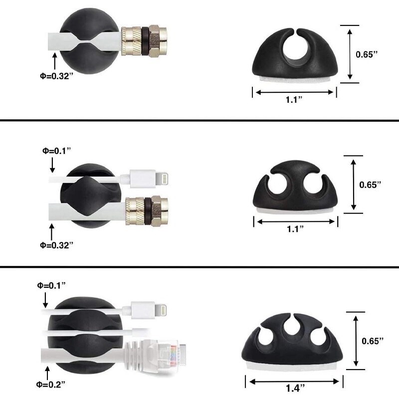 Cable Clips, 16 Pack Cord Organizer Cable Management Self Adhesive Cord Holders for Organizing Cable Home and Office