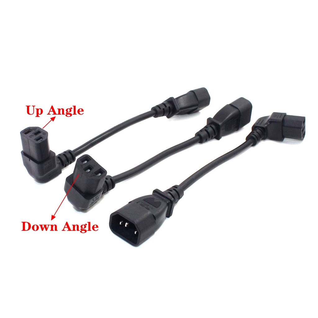 IEC60320 C13 Angle Converter Angle Extension Cable C13 to C14 PDU Up Down Right Angle Power Cables Male to Female AC Power Cord