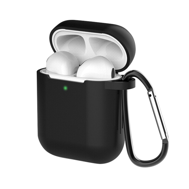 Krzemu skrzynka dla Apple Airpods 1/2 pokrywa ochronna słuchawka Case słuchawki przypadki ochronne dla Apple Airpods 2/1 okładka: Black