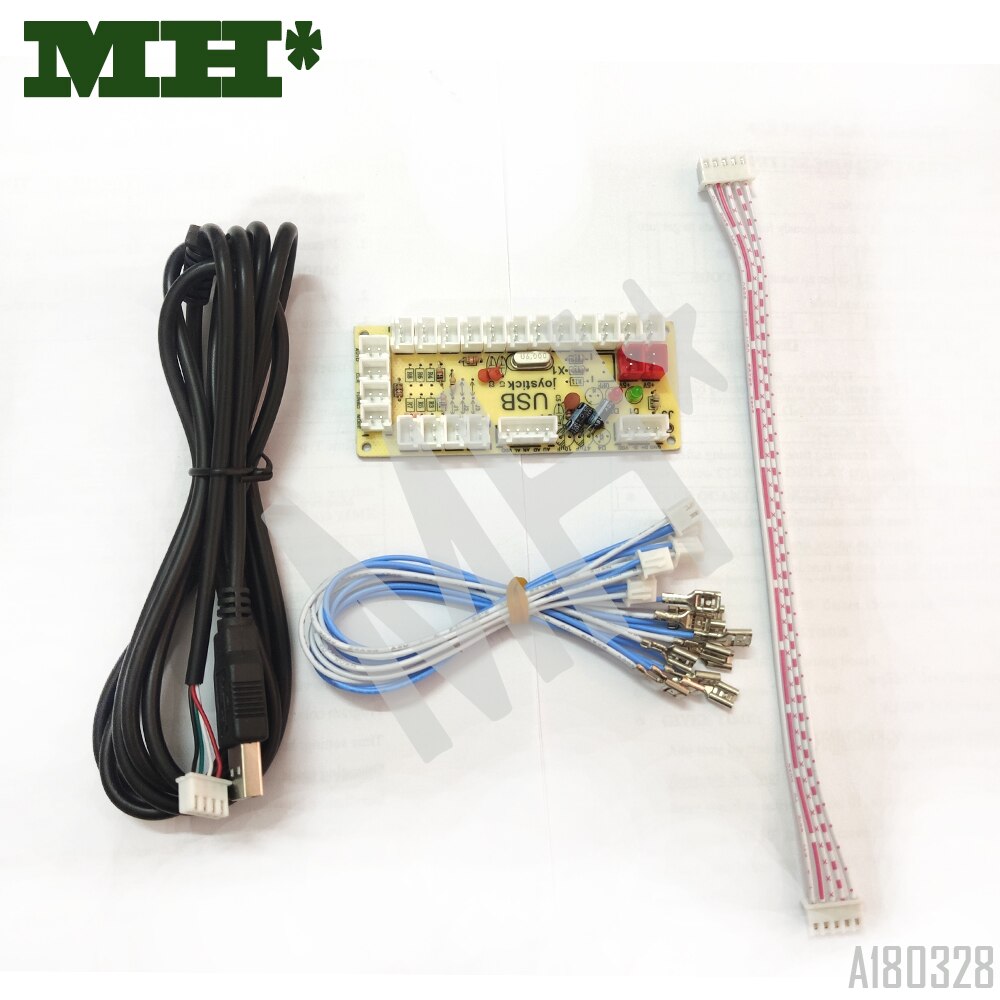 2 Spelers Nul Vertraging Arcade Diy Kit Usb Encoder Voor 4 & 8 Manier Zippy 5PIN Joystick 2.8 & 4.8mm Knop Met 2pin 2.8 & 6.3 Mm Licht Kabel: 1Zero 4.8MM -5p