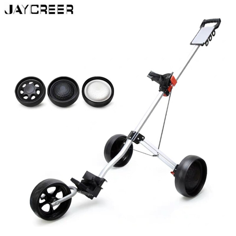 JayCreer 3 Wheels Or 2+2 Wheels Portable Folding Golf Pull Push Carts