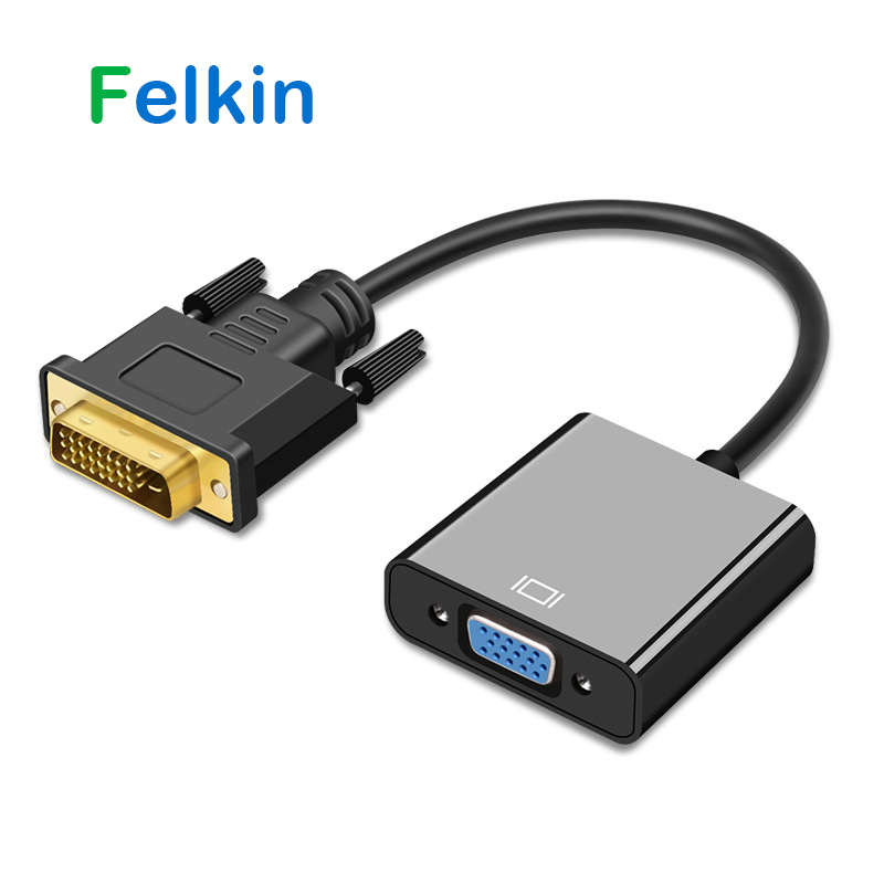 Felkin DVI naar VGA Adapter Converter Kabel DVI Male naar VGA Vrouwelijke Adapter 1080 p Video Converter voor PC HDTV beeldschermen